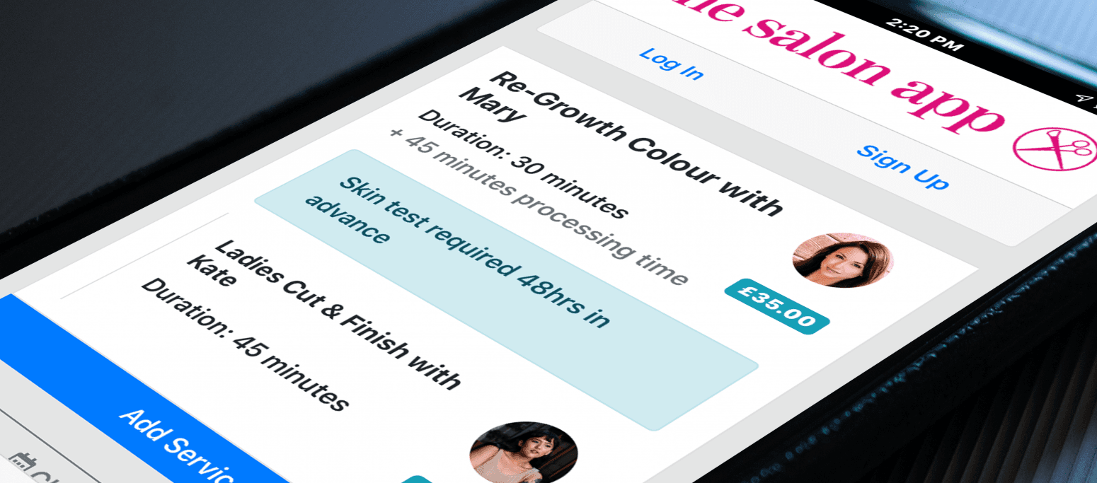 Person booking haircut online with The Salon App Mobile